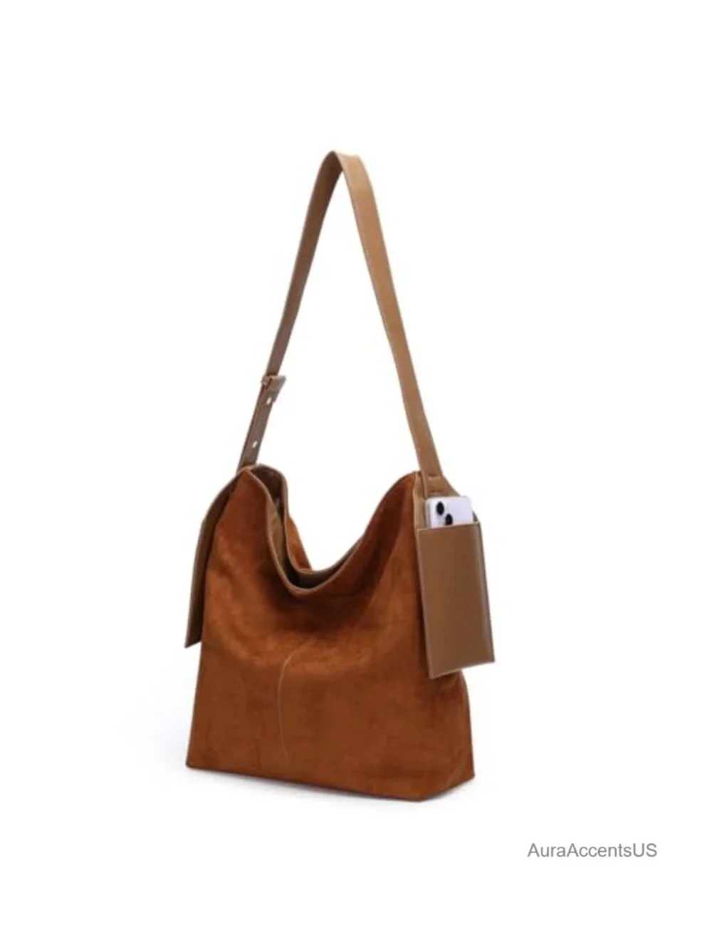 Soft Slouchy Suede Leather Hobo Shoulder Bag for Women, Faux Suede Vegan Leather